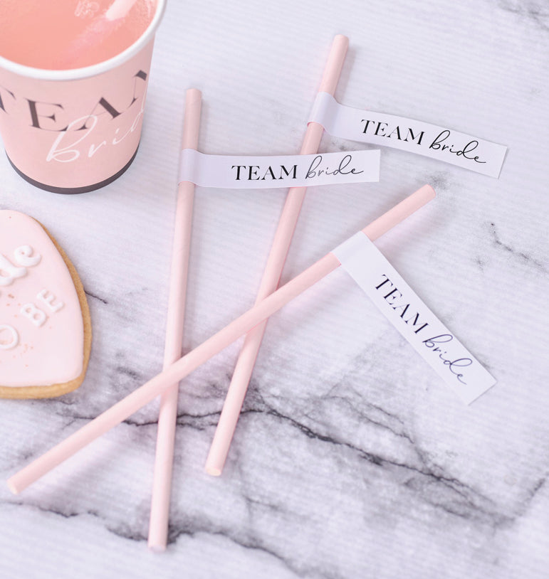 Šiaudeliai rožiniai "Team bride"