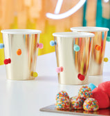 Puodeliai, auksiniai "pom pom"