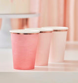 Puodeliai, rožiniai ombre