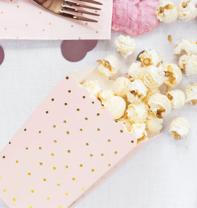 Dėžutės spragėsiams, rožinės taškuotos