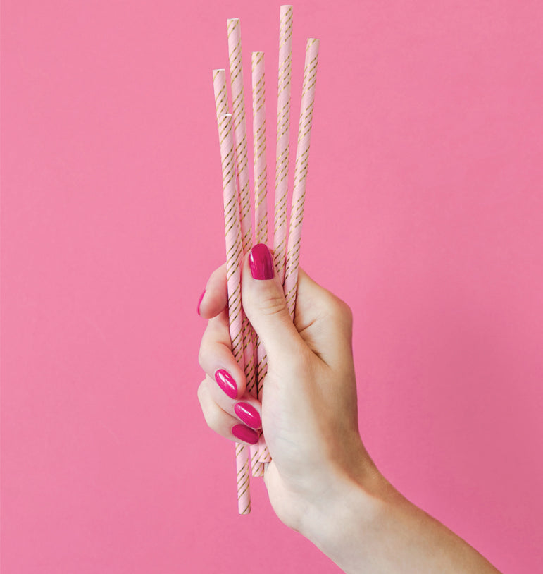 Šiaudeliai, rožiniai su auksu